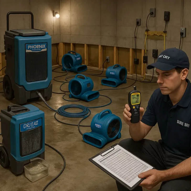 Structural Drying and Dehumidification process in Somervell County, TX